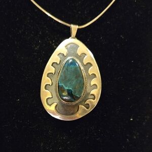 Vintage Azurite Sterling Pendant Necklace